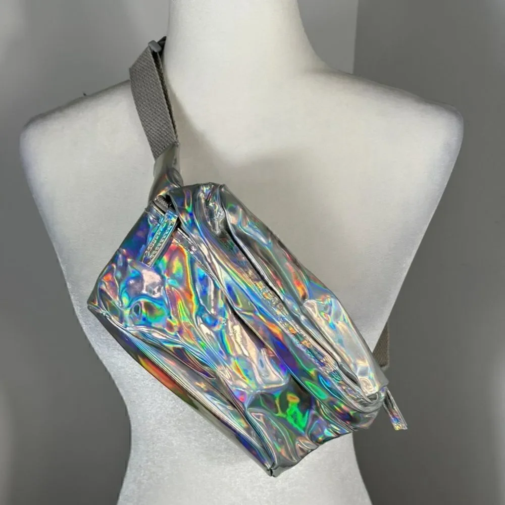 Holographic Silver Festival Fanny Pack Crossbody Purse